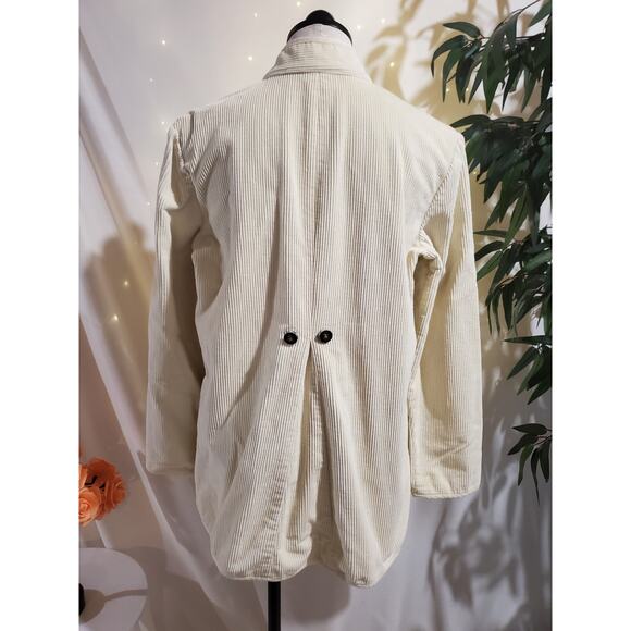 Vtg Orvis Corduroy Button Up Cream Barn Coat Chore Jacket Size S Pockets  Cotton - Picture 3 of 13